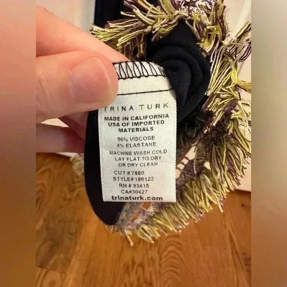 Trina Turk Navy Fringe Hem Tank Top - Picture 6 of 6